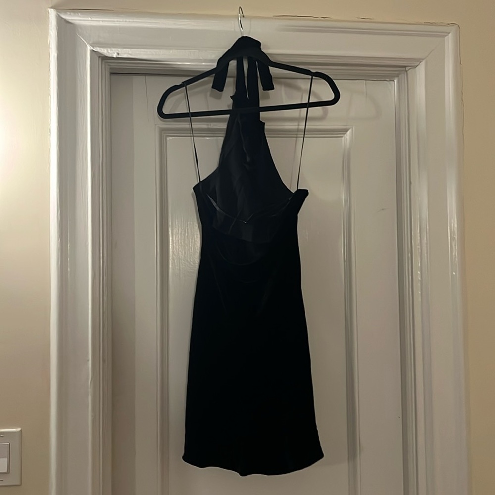 Reformation Welsh Dress in Black Velvet
